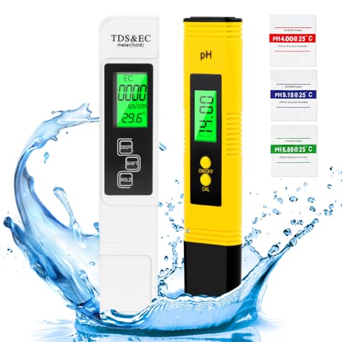 PH Messgerät + TDS Messgerät Set,4 in 1- Digitaler Wasserqualität Tester, für PH/TDS/EC/Temperatur,Digital EC Temperatur Tester für Trinkwasser, Schwimmbad, Aquarium, Labor von LWMTT