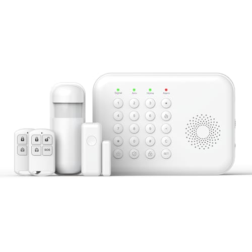 Drahtloses Haussicherheitssystem, 4G/WLAN-Alarmsystem mit Tastatur, Selbst erweiterbar mit Tür- und Bewegungssensoren, Tuya-App-Benachrichtigungen, Keine Vertragsgebühr (5 Stück) von LWOHSI