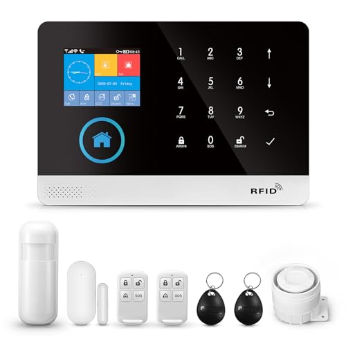 PG103 Home Security Alarm System, 8-teiliges GSM-Alarmsystem mit Telefon-App-Alarm, Sirene, kompatibel mit Alexa, Keine monatlichen Gebühren PG103 Home Security Alarm System, 8-teiliges GSM-Alarmsystem mit Telefon-App-Alarm, Sirene, kompatibel mit Alexa, Keine monatlichen Gebühren von LWOHSI