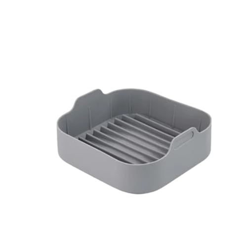 Airfryer Silikontopf Quadratische Luftfritteusen Ofen Backblech Brot Gebratenes Huhn Pizzakorb Matte Ersatz Grillpfanne Zubehör(Square Gray) von LWVQRERKH