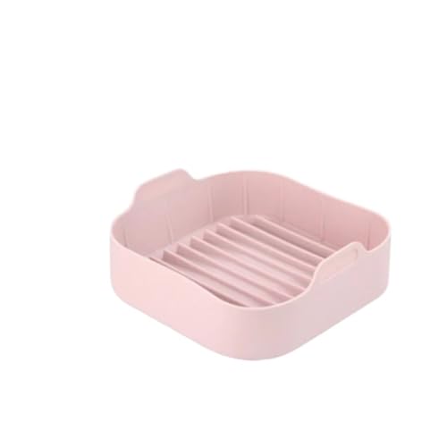 Airfryer Silikontopf Quadratische Luftfritteusen Ofen Backblech Brot Gebratenes Huhn Pizzakorb Matte Ersatz Grillpfanne Zubehör(Square Pink) von LWVQRERKH