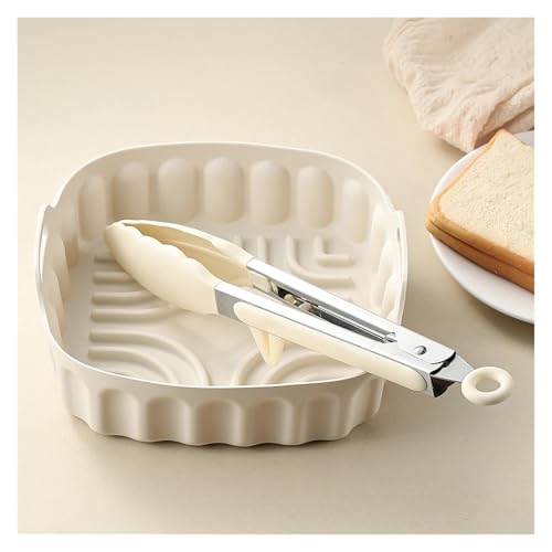 Großes Silikonkorbtablett For Die Luftfritteuse, Wiederverwendbar, Quadratisch, For Die Luftfritteuse, Grill, Backform, Einlage, Küchen-Kochzubehör(L and Food clip) von LWVQRERKH