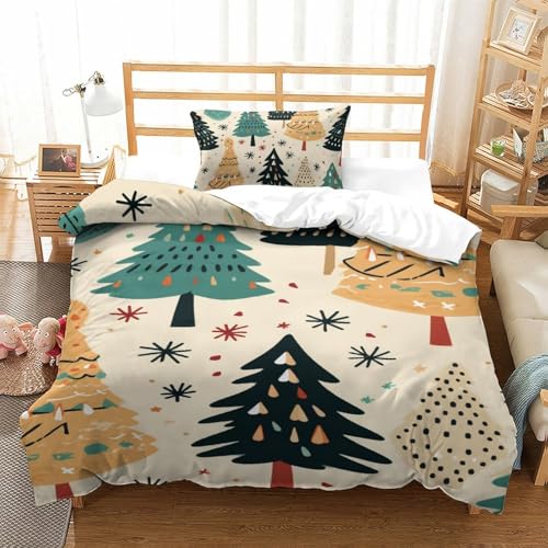 LWXEEOAVE Christmas Theme Cute Patterns 3D Gedruckt Bettwaren 2 Teilig Bettbezug Set Mit Kissenbezug Soft Microfaser Luxus Modern Mit Reißverschluss Für Erwachsene Und Kinder Single（135x200cm） von LWXEEOAVE