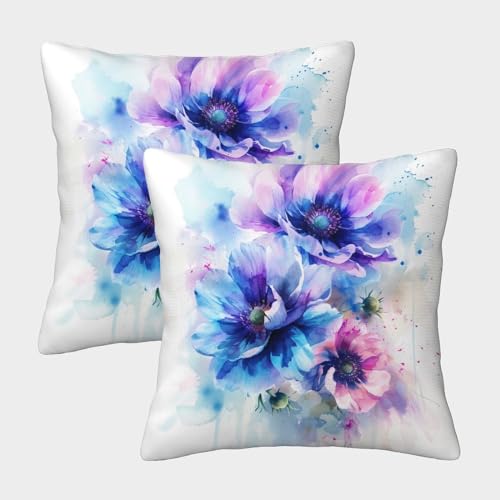 LWXEEOAVE Watercolor Flowers Kissenbezug 2er Set Kissenbezüge Wohnzimmer Kissenhülle Sofakissen Polyester Polster Textil Für Sofa Schlafzimmer Couch Outdoor Zierkissen 40x40cm von LWXEEOAVE