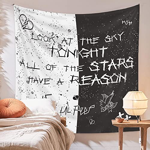 LWZAYS Rapper Wandteppich Lil Peep Tapisserie Juice Wrld Schwarz und Weiß Stern Tapisserie für Schlafzimmer Wohnheim Hip Hop Heimdekorationen Wandbehang 152,4 x 127,7 cm von LWZAYS