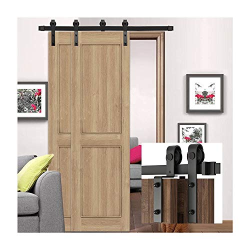 7FT/213cm Schiebetürbeschlag Barn Door Hardware Kit Laufschienen für Schiebetür Hängeschiene Schiebetürsystem von LWZH