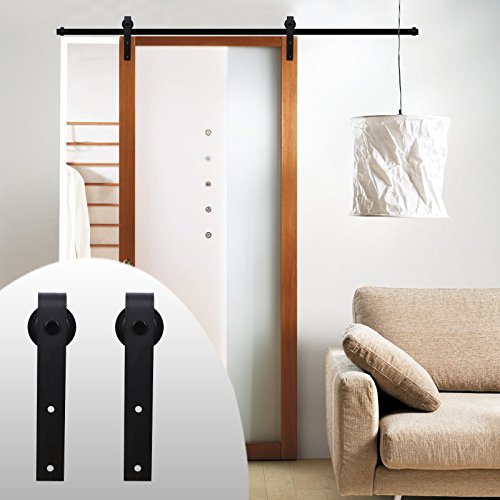 LWZH 7.5FT/228 cm Schiebetürbeschlag Set Barn Door Hardware Kit Laufschienen für Schiebetür Hängeschiene Schiebetürsystem von LWZH