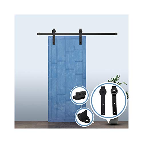Schiebetürbeschlag Set 6.6FT/200 cm Schiebetür Kit Hängeschiene Schiebetürsystem Barn Door Hardware für Eine Tür/J-Form von LWZH