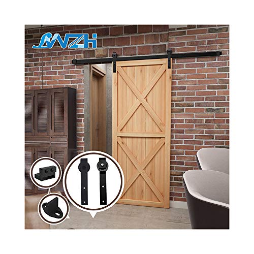 Schiebetür Kit 6FT/183cm/LWZH Hängeschiene Schiebetürsystem Barn Door Hardware für Eine Tür/Schwarze J-Form von LWZH