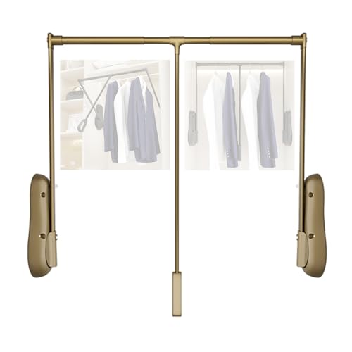 LWZQRVCT Ausziehbare Kleiderstange Mit Einzelpuffer,Aluminiumlegierung,Kleiderschrank-Hebeschiene Breit Verstellbar for Aufhängen Von Kleidung(Color1,510-650mm) von LWZQRVCT