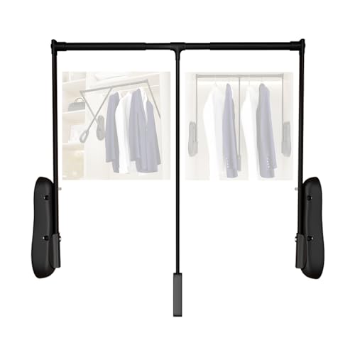 LWZQRVCT Ausziehbare Kleiderstange Mit Einzelpuffer,Aluminiumlegierung,Kleiderschrank-Hebeschiene Breit Verstellbar for Aufhängen Von Kleidung(Color2,850-1250mm) von LWZQRVCT