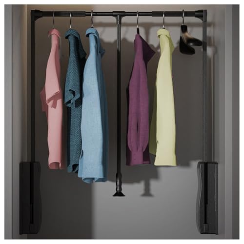 LWZQRVCT Einziehbarer Kleiderbügel, Zweiwege-Puffer-Hängestange for Den Heimschrank, Aufbewahrungssystem Mit Hebeschienen for Kleiderschränke for Aufhängen Von Kleidung(Color1,700-930mm) von LWZQRVCT