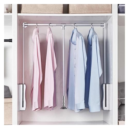 LWZQRVCT Kleiderschrank-Hebeschiene Aus Aluminiumlegierung,Breit Verstellbar, Kleiderschrank-Hebestange Mit Einzelpuffer, Tragfähigkeit Beträgt 20 Kg(Silver,660-890mm) von LWZQRVCT