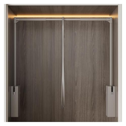 LWZQRVCT Kleiderschrank-Hebeschiene Aus Aluminiumlegierung,Breit Verstellbar,Zweiwege-Puffer,Einziehbarer Kleiderschrank-Aufhänger for Schränke(Color1,660-890mm) von LWZQRVCT