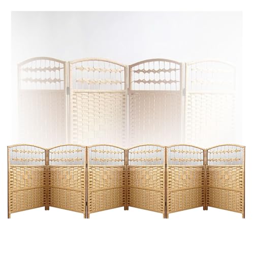 LWZQRVCT Kleiner Raumteiler, Kurzer Sichtschutz Aus Holz for Den Innenbereich, Zusammenklappbare Sichtschutzpaneele Mit Doppelscharnier, for Das Schlafzimmerbüro Zu Hause(Color1,6 Panels) von LWZQRVCT