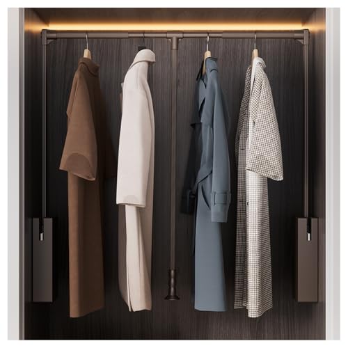 LWZQRVCT Zweiwege-Puffer-Kleiderbügel Mit Herunterziehbaren Stangen,Verstellbarer Kleiderschrank-Lift-Schienen-Organizer,Soft-Close-Kleiderschrank-Lift Aus Poliertem Chrom(Color2,660-890mm) von LWZQRVCT