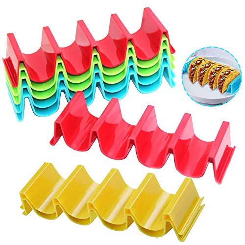 8 Stück Taco-Halterung, Taco Halter Stand, Taco-Halter Aus Kunststoff, Abs-Kunststoff Taco-Halter Jeweils Bis für 4 Tacos Für Restaurant, Zuhause, Picknick, Party, Festivals (4 Farben) von LWZko