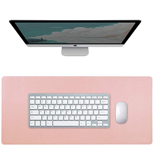 Schreibtischunterlage, Laptop Tischunterlage, Schreibtischschutz, Rosa Laptop Mauspad, Schreibtisch Mat, PU Leder Beidseitig Wasserdicht Rutschfest Schreibblock für Büro, Zuhause (Pink, Silber) von LWZko