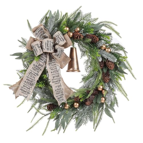 Türkranz Weihnachten, 45CM Weihnachtsdeko Kranz Haustür mit Glocken Künstliche Weihnachtskranz Haustür Deko für Innen- und Außenbereich Türkranz Weihnachten, 45CM Weihnachtsdeko Kranz Haustür mit Glocken Künstliche Weihnachtskranz Haustür Deko für Innen- und Außenbereich von LWuuywa