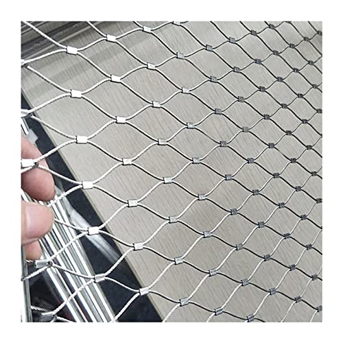 LXBAMKEA 304 Edelstahl Seilnetz, Mesh-Loch 5CM, Snap-Verbindung Zaundraht, Flexibel Garten-Bauernhof-Treppen-Balkon-Grenze Dekor Schutznetz, Tierische Barriere (Color : Silver, Size : 2x2M) von LXBAMKEA