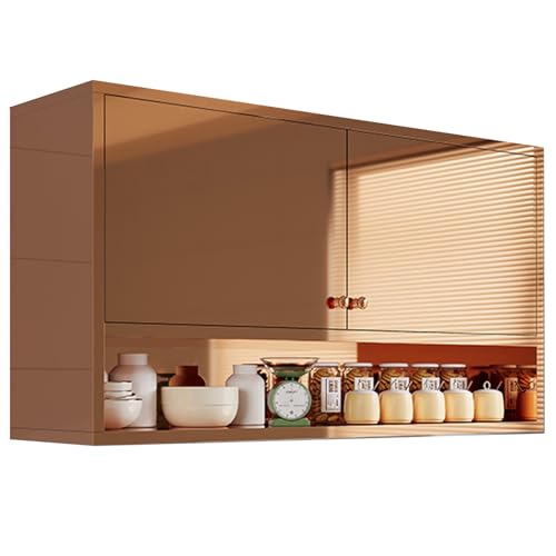LXBAMKEA Aufbewahrungsschränke, Edelstahl Küchenhängeschränke, Badezimmer Garage Balkonbar Wandschrank Mit Verstellbaren Einlegeböden Küchenutensilien Gewürz-Organizer(Rose Gold-A,120x30x70cm) von LXBAMKEA