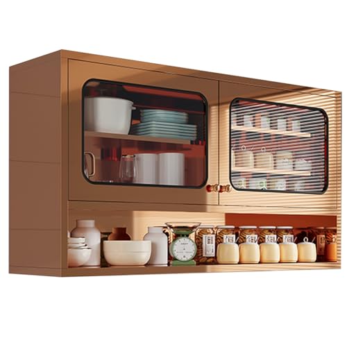 LXBAMKEA Aufbewahrungsschränke, Edelstahl Küchenhängeschränke, Badezimmer Garage Balkonbar Wandschrank Mit Verstellbaren Einlegeböden Küchenutensilien Gewürz-Organizer(Rose Gold-B,120x30x70cm) von LXBAMKEA