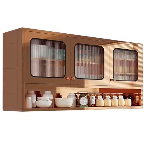 LXBAMKEA Aufbewahrungsschränke, Edelstahl Küchenhängeschränke, Badezimmer Garage Balkonbar Wandschrank Mit Verstellbaren Einlegeböden Küchenutensilien Gewürz-Organizer(Rose Gold-C,150x30x70cm) von LXBAMKEA