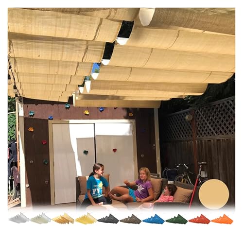 LXBAMKEA Einziehbare Wellen-Sonnensegel, Außenbereich Überdachung Pergola Ersatz HDPE-Sonnenschutz, Sonnenschutz Dachüberdachung, Garten Terrasse Patio Veranda Pavillon Wellen- Markise von LXBAMKEA