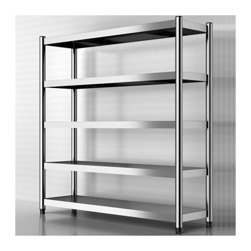 LXBAMKEA Regale Aus Edelstahl 5-stufig Verstellbar Stehregale, Zuhause Küche Büro Garage Restaurant Lager Gewerblich Lagerregale(100x35x180CM) von LXBAMKEA