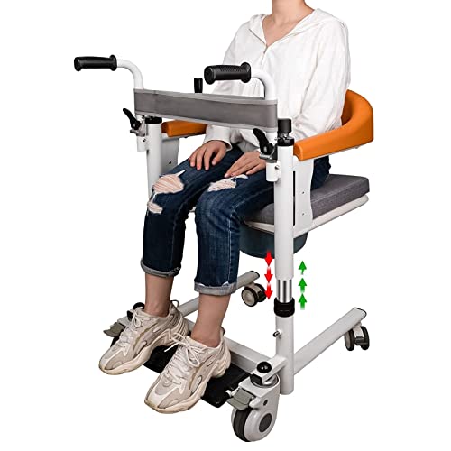 Patientenlifter Rollstuhl für Zuhause, Transferstuhl für senioren, Manuelles Heben 4 In 1 Behinderte Badezimmer Rollstuhl, 180° Öffnen Und Schließen, Höhenverstellbar, 360° Leise Rollen von Bitimi