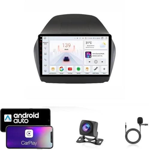 9" Android 14 Autoradio for Hyundai Tucson & IX35 2010–2015 | Kabelloses CarPlay & Android Auto | Plug & Play-GPS | Kostenlose Rückfahrkamera | 4G/WLAN | Behält die Lenkradsteuerung bei(T6 8 Core 4G+W von LXBche