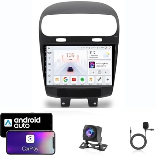 Android 14 Autoradio für Fiat Freemont 2012-2020| Hochwertiges kapazitives Touchscreen-Autoradio | CarPlay/Android Auto | GPS-Navigation | Bluetooth | Rückfahrkamera | Plug-and-Play(T1 4 Core WiFi 1G+ von LXBche