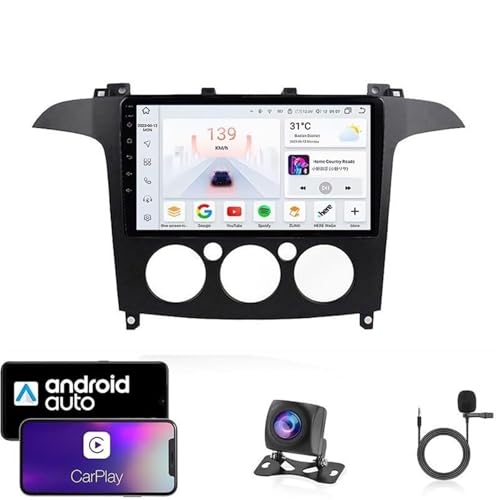 Android 14 Autoradio für Ford S-Max s max 2007-2008| Hochwertiges kapazitives Touchscreen-Autoradio | CarPlay/Android Auto | GPS-Navigation | Bluetooth | Rückfahrkamera | Plug-and-Play(T6 8 Core 4G+Wi von LXBche