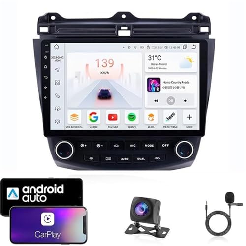 Android 14 Autoradio für Honda Accord 7 2003-2007| Hochwertiges kapazitives Touchscreen-Autoradio | CarPlay/Android Auto | GPS-Navigation | Bluetooth | Rückfahrkamera | Plug-and-Play(T6 8 Core 4G+WiFi von LXBche