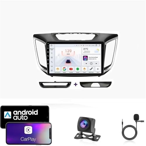 Android 14 Autoradio für Hyundai Creta 2016-2018| Hochwertiges kapazitives Touchscreen-Autoradio | CarPlay/Android Auto | GPS-Navigation | Bluetooth | Rückfahrkamera | Plug-and-Play(T6 8 Core 4G+WiFi von LXBche