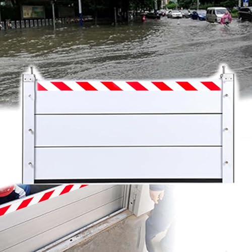 LXBche Hochwasserschutzbarriere, Aluminium-Schallwand Als Hochwasserschutz, Wiederverwendbare, Abnehmbare Wasserschutzwand Mit Warnstreifen Für Garage/Keller/Haustür/Einfahrt von LXBche