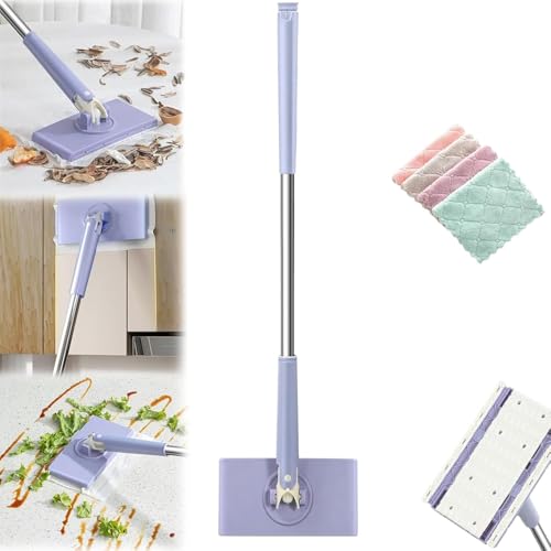 LXCJZY Automatic Cloth Changing Mini Mop,Hands-Free Mini Mop Compatible with Face Towels,360°Rotating Head Push-Pull Handle Design,for Bathroom, Kitchen (Purple) von LXCJZY