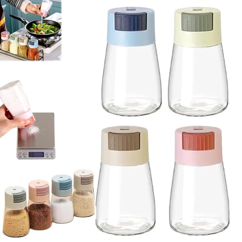 LXCJZY Salt and Pepper Shakers Precise Quantitative Push Type, Press Type Salt Dispenser Spice Jars Seasoning Shaker Containers for Kitchen Cooking Camping (Set of 4) von LXCJZY