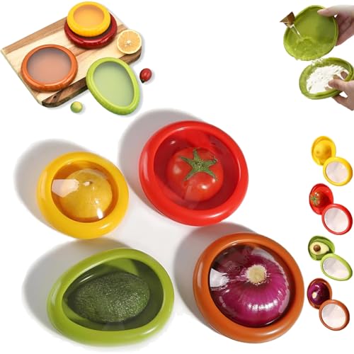 LXCJZY Silicone Fruit Storage Box, Container To Keep Fresh, Reusable Fruit Vegetable Containers for Fridge Keep Fresh Fruit Storage Container to Keep Fresh Vegetable (4 fresh-keeping boxes) von LXCJZY