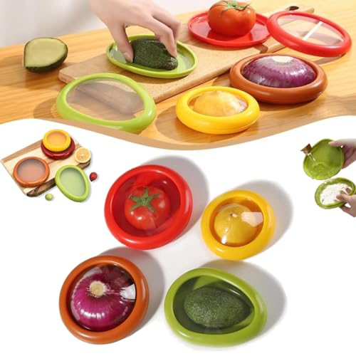 LXCJZY Silicone Fruit Storage Box,Reusable Fruit Vegetable Containers,Container Fruit and Veggie Storage Containers for Refrigerator Vegetables and Fruit (Yellow+Red+Brown+Green) von LXCJZY