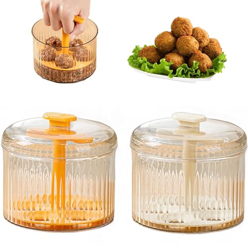 LXCJZY Translucent Meatball Maker, Manual Meatball Maker, Kitchen Extrusion Meatball Making Tool, Minced Meat Freezer Storage Container, Makes Perfectly Shaped, Even Meatballs (Yellow and white 1pcs) von LXCJZY