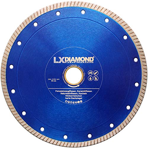 LXDIAMOND Diamant-Trennscheibe 180mm x 22,23mm Premium Diamantscheibe für Fliesen Feinsteinzeug Bodenfliesen Kreamik Natursteinfliesen Klinkerriemchen - extra dünn für exakte Schnitte 180 mm von LXDIAMOND