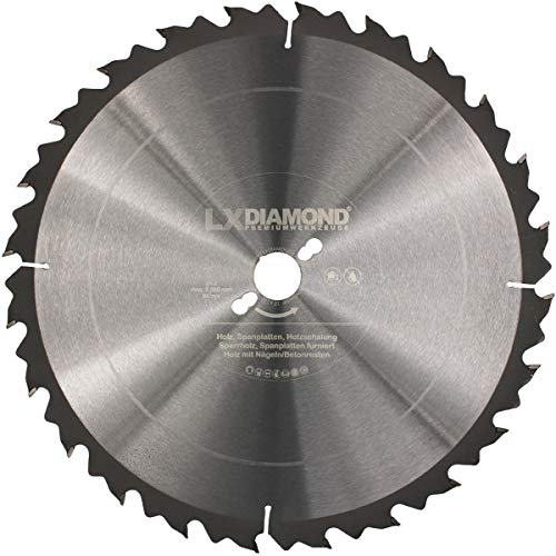 LXDIAMOND HM Hartmetall Kreissägeblatt 400mm x 30,0mm Z36 Premium Sägeblatt Nagelfest Trapezzahn für Bauholz zum Sägen mit Wippsäge Tischkreissäge Kreissäge Kappsäge Brennholzsäge Tischsäge 400 mm von LXDIAMOND