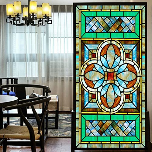 LXDWEI Dekorative Fensterfolie Privatsphäre europäischer Stil statisch kein Klebstoff mattierte Fensterabdeckungen 42x80 cm von LXDWEI