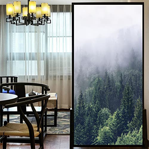 LXDWEI Dekorative Fensterfolie Sichtschutz Wald statisch haftend ohne Klebstoff mattierte Fensterabdeckungen Fenster Tönung 60x200 cm von LXDWEI