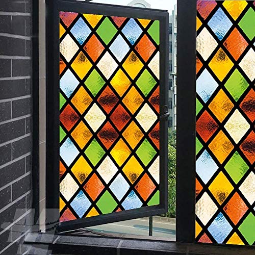 Privatsphäre Fensterkleider Diamant Stil Farbglas ohne Kleber statische Kleidung dekorative Fensterkleider 40x80cm von LXDWEI