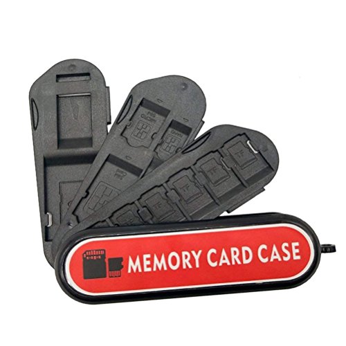 Speicherkarten-Etui, LXH Speicherkartenhalter SD-Kartenhalter, Kamerakartenhalter mit Karabiner - Schweizer Taschenmesser-Design mit 3 Speicherklingen (12 Steckplätze) von LXH