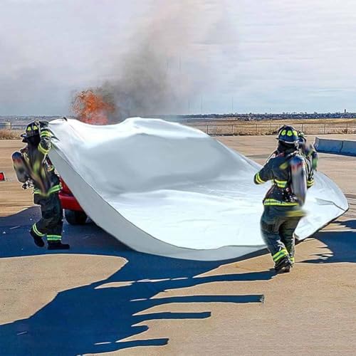 Feuerfeste Notfall-Feuerlöschdecke Glasfaser-Feuerlöschdecke Flammhemmendes Spezialtuch Für Die Brandbekämpfung Mit Tragetasche(3x4 m/9.9x13.13 ft) von LXHELIVERY