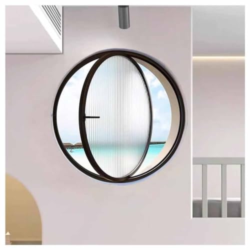 LXHELIVERY Aluminium-Lüftungsfenster Rundes Bullauge Mit Griffen 360°-Sichtschutzglas Für Dachboden, Küche Und Arbeitszimmer(Black-a,60 cm/23.6") von LXHELIVERY