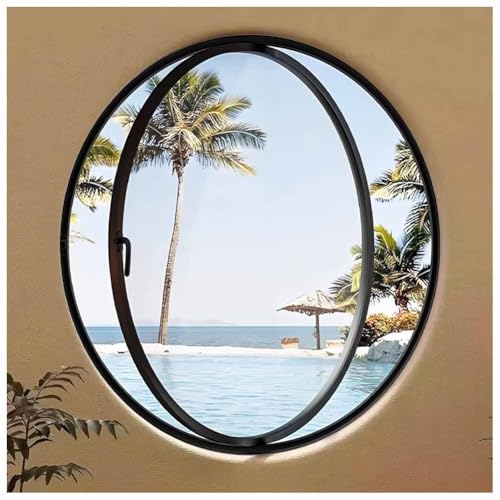 LXHELIVERY Aluminium-Lüftungsfenster Rundes Bullauge Mit Griffen 360°-Sichtschutzglas Für Dachboden, Küche Und Arbeitszimmer(Black-b,70 cm/27.5") von LXHELIVERY